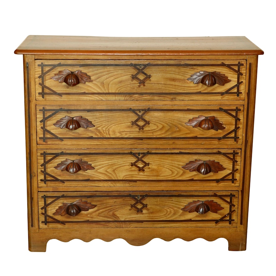 Victorian Paint-Decorated Pine "Cottage" Chest of Drawers, Late 19th Century