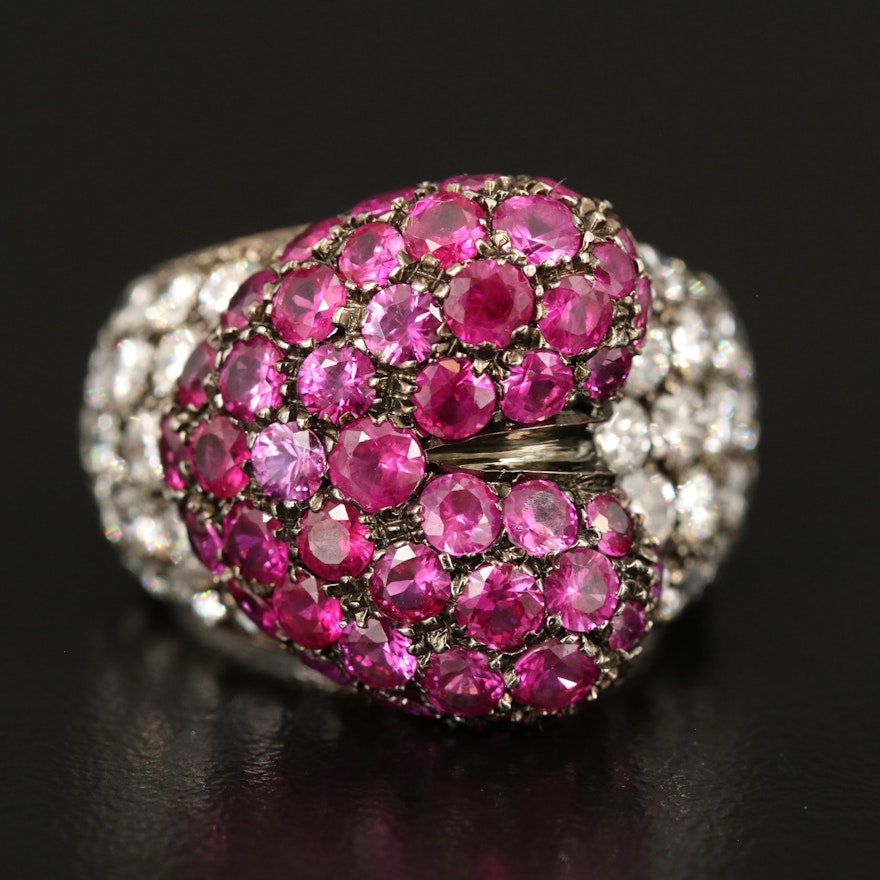 18K Ruby and 3.13 CTW Diamond Heart Ring