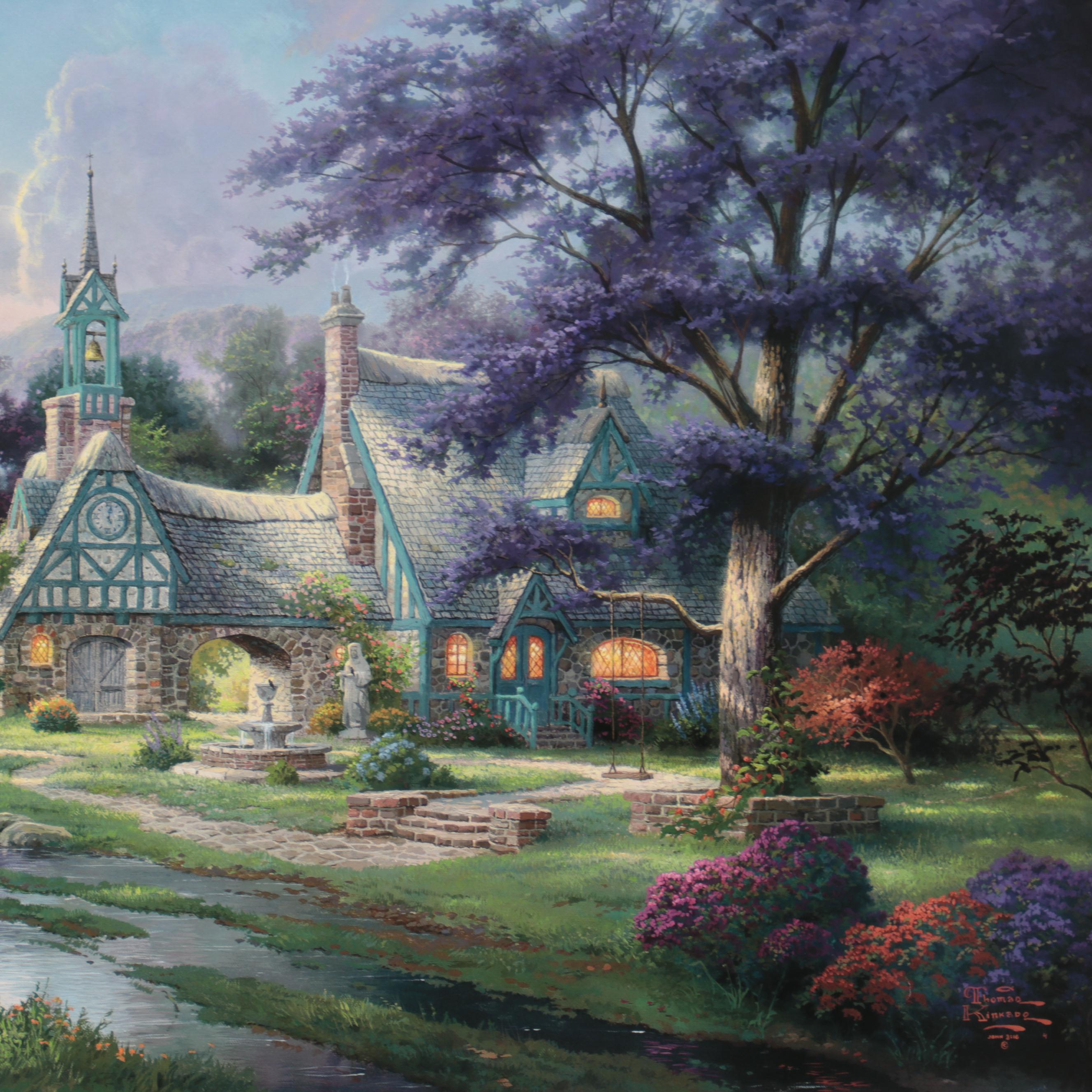 Thomas Kinkade Offset Lithographs of Lighthouse and Cottage