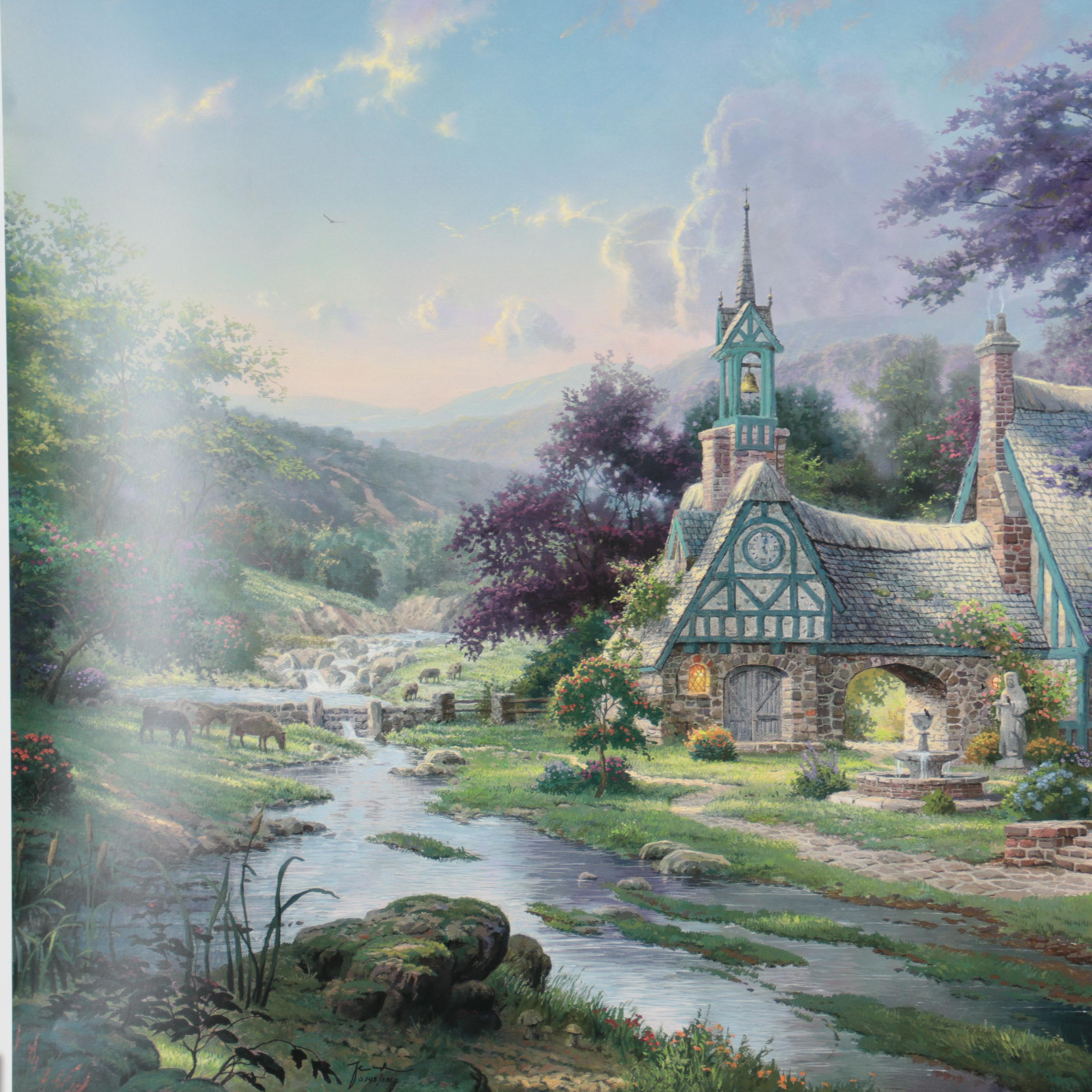 Thomas Kinkade Offset Lithographs of Lighthouse and Cottage