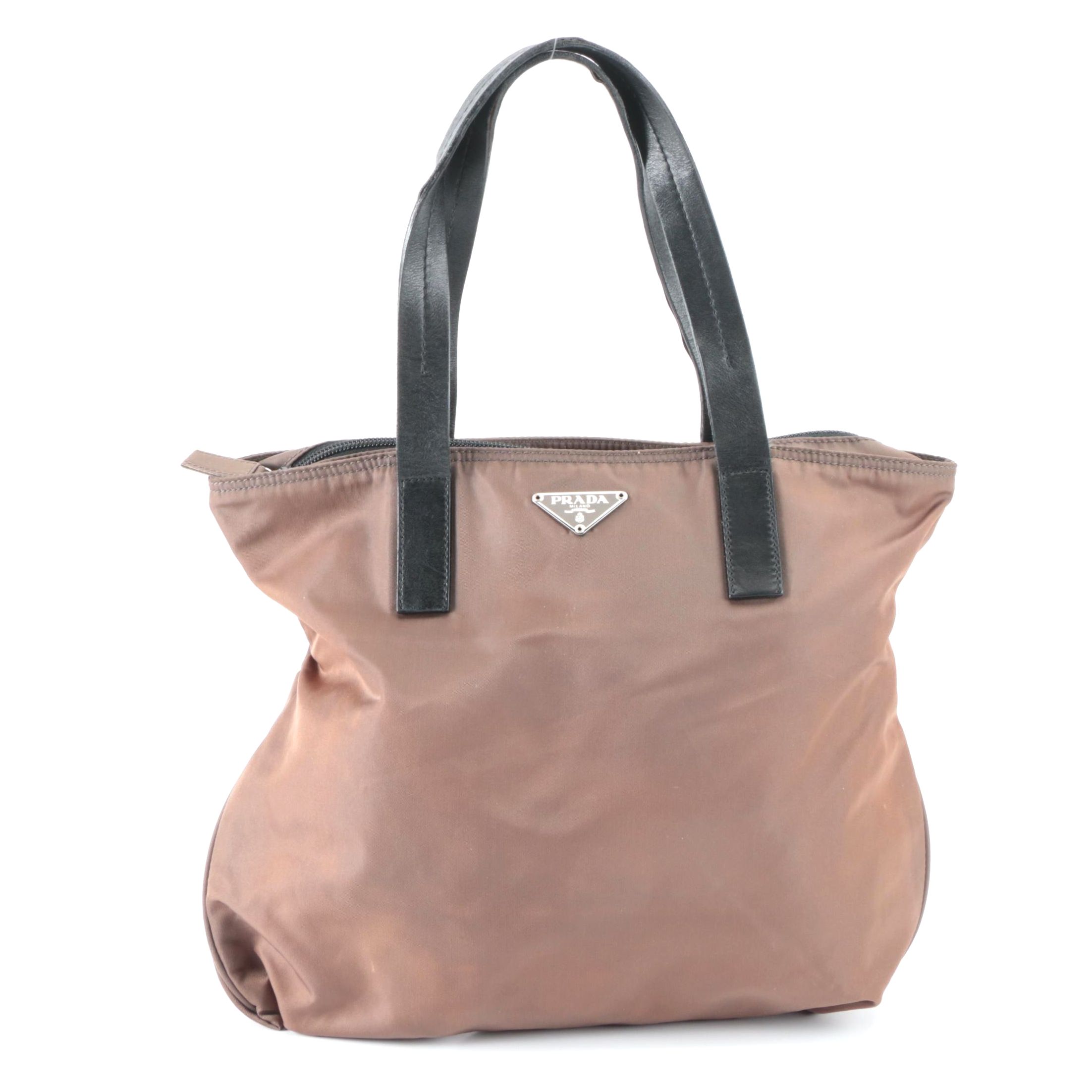 Prada Small Tote Bag in Tessuto Nylon and Leather