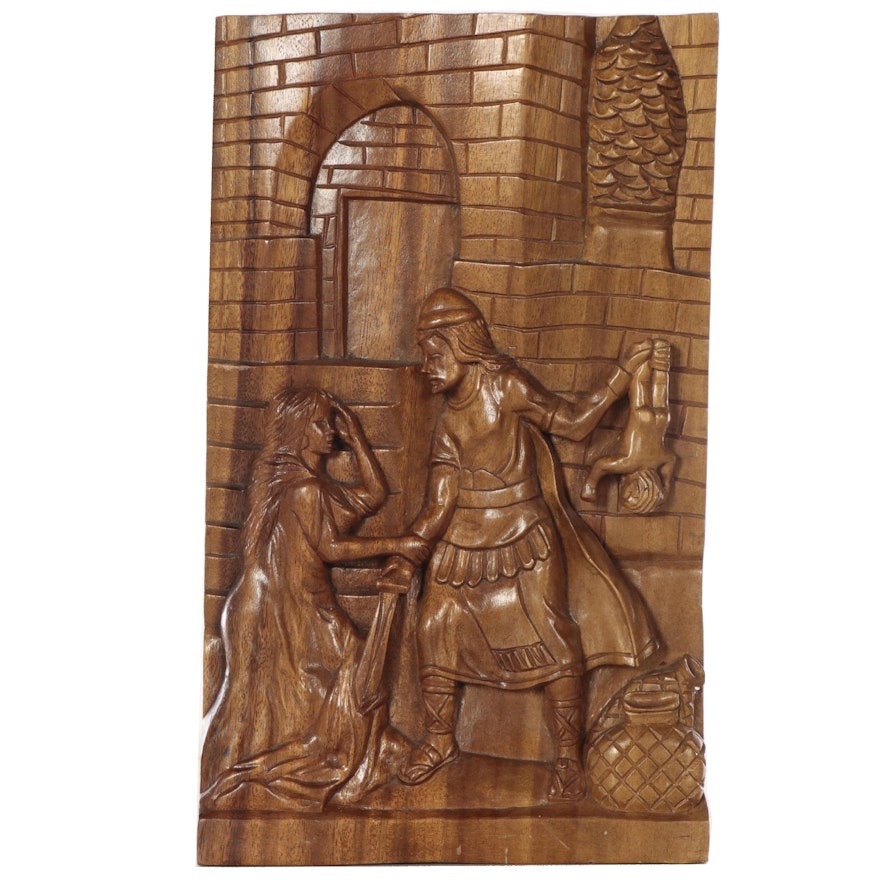 Narrative Wood Relief Carving, Late 20th Century