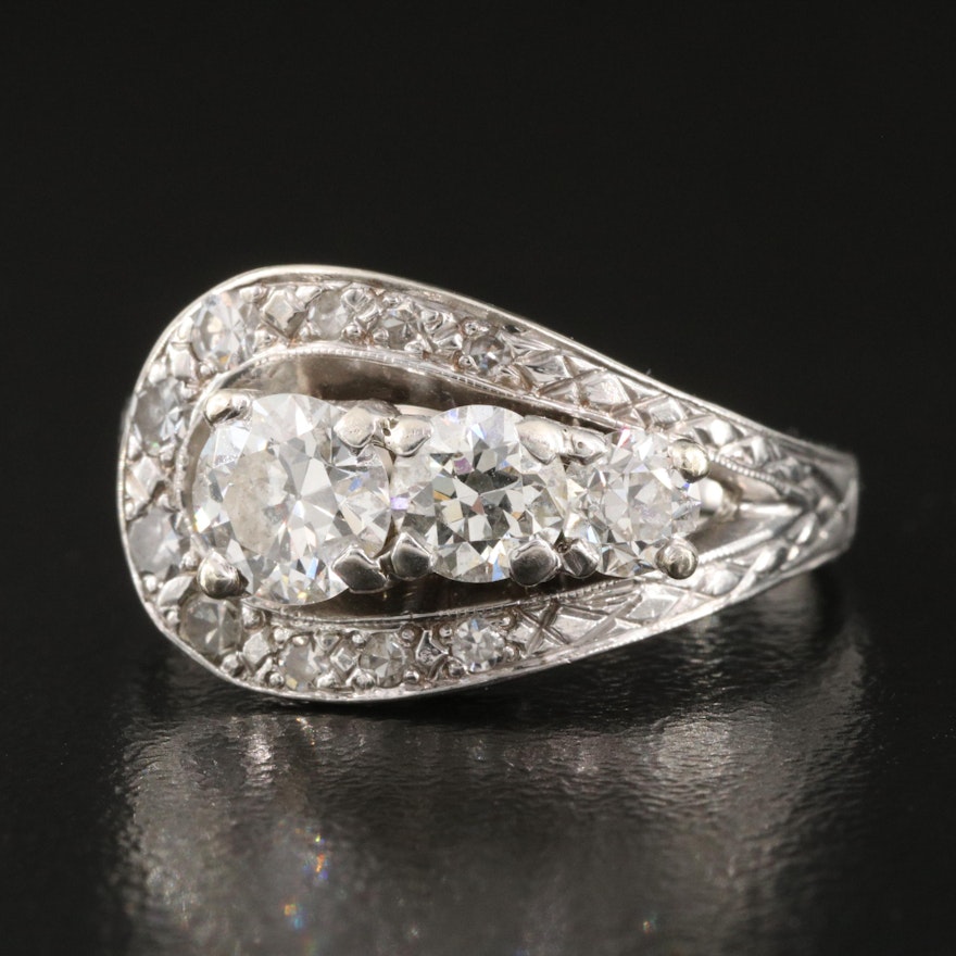 1950s 14K 1.39 CTW Diamond Loop Ring