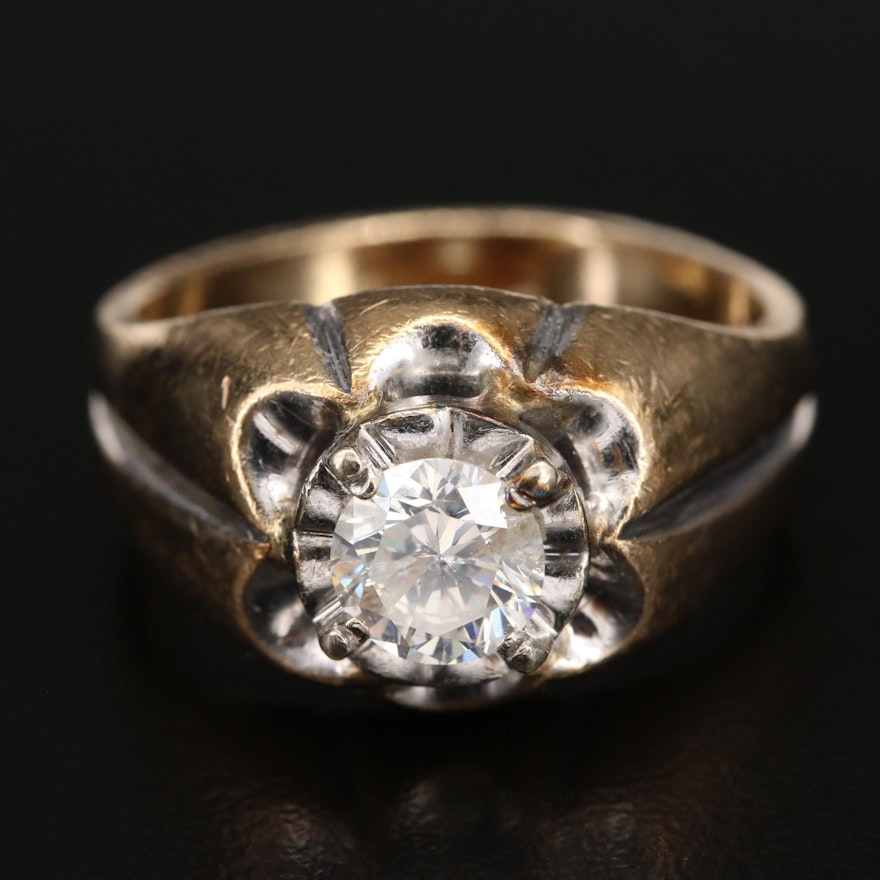 10K Belcher Set 1.13 CT Diamond Ring