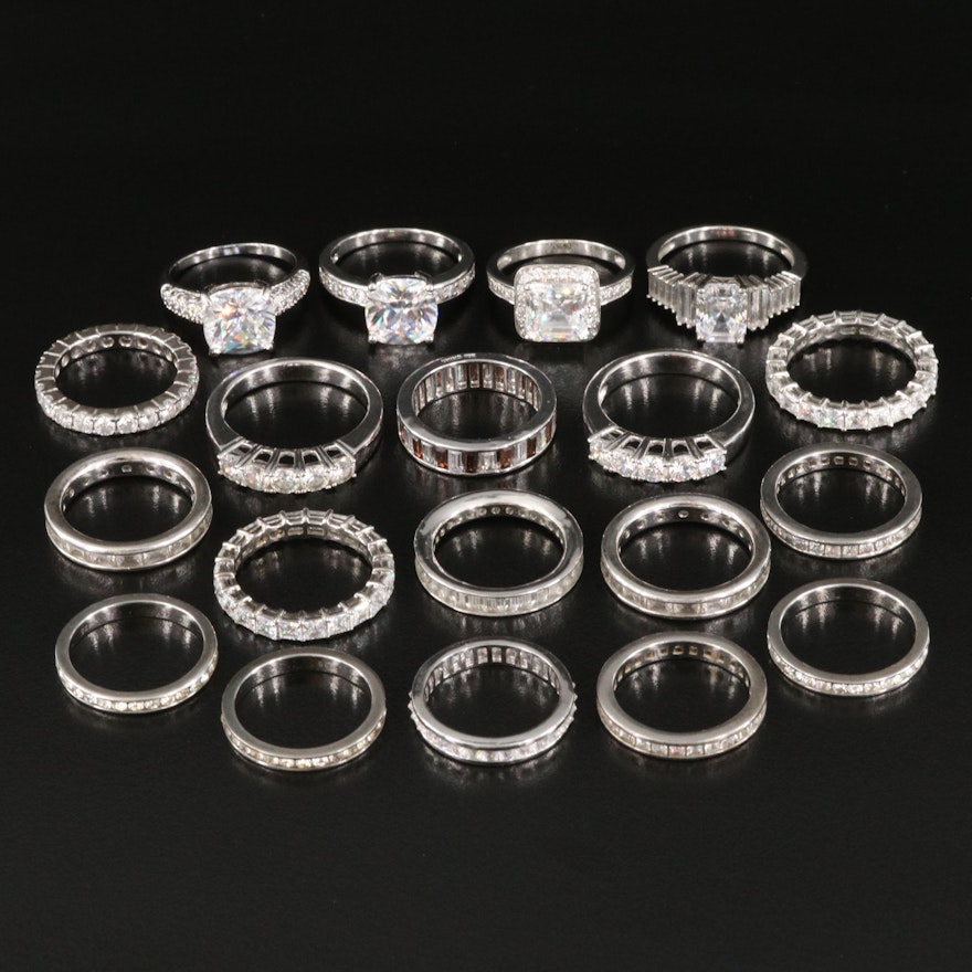 Sterling Cubic Zirconia Rings and Bands Grouping