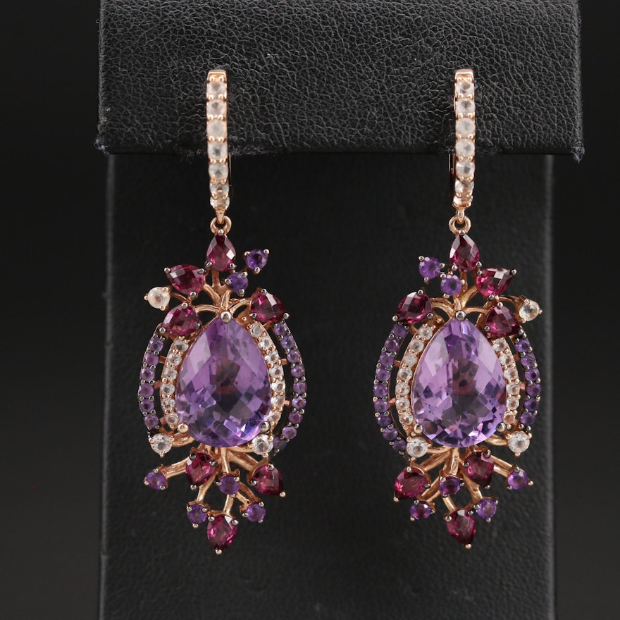 Le Vian 14K Amethyst, Garnet and Topaz Drop Earrings