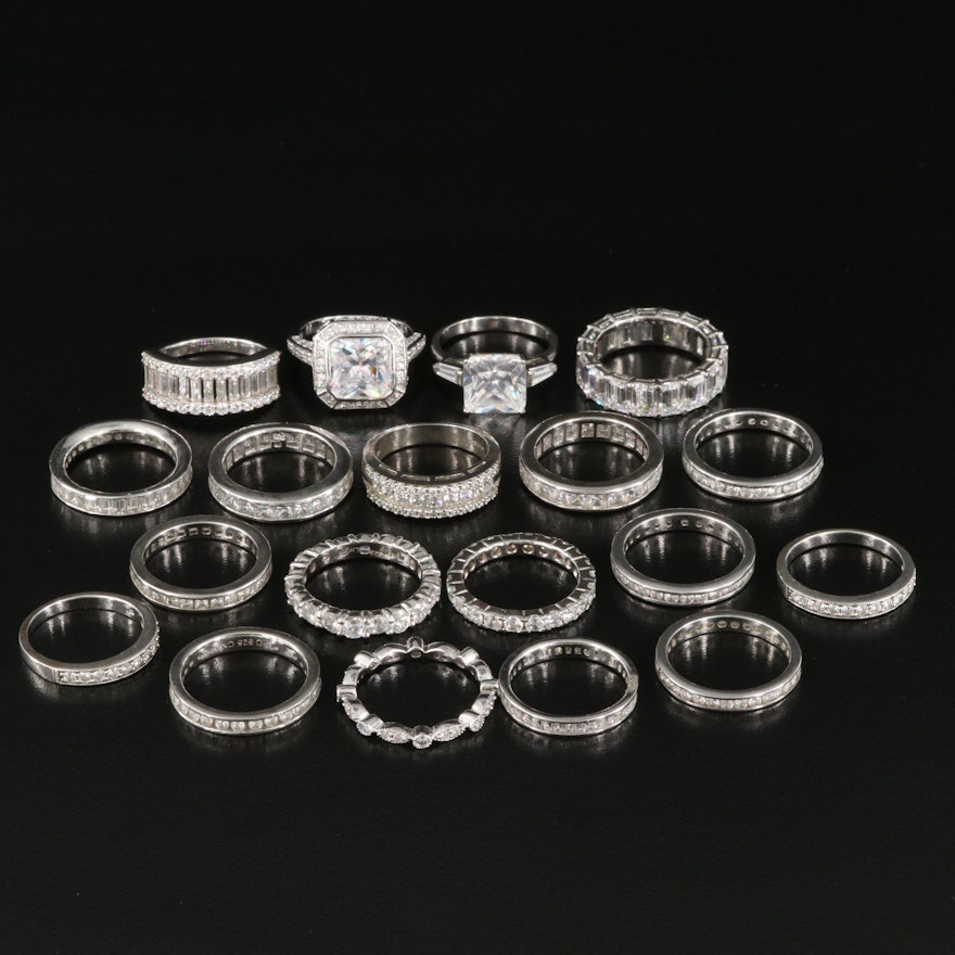 Sterling Cubic Zirconia Ring Selection Including Eternity Bands