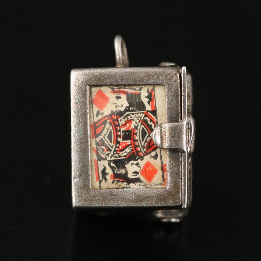 Vintage Sterling Enamel Deck of Cards Charm