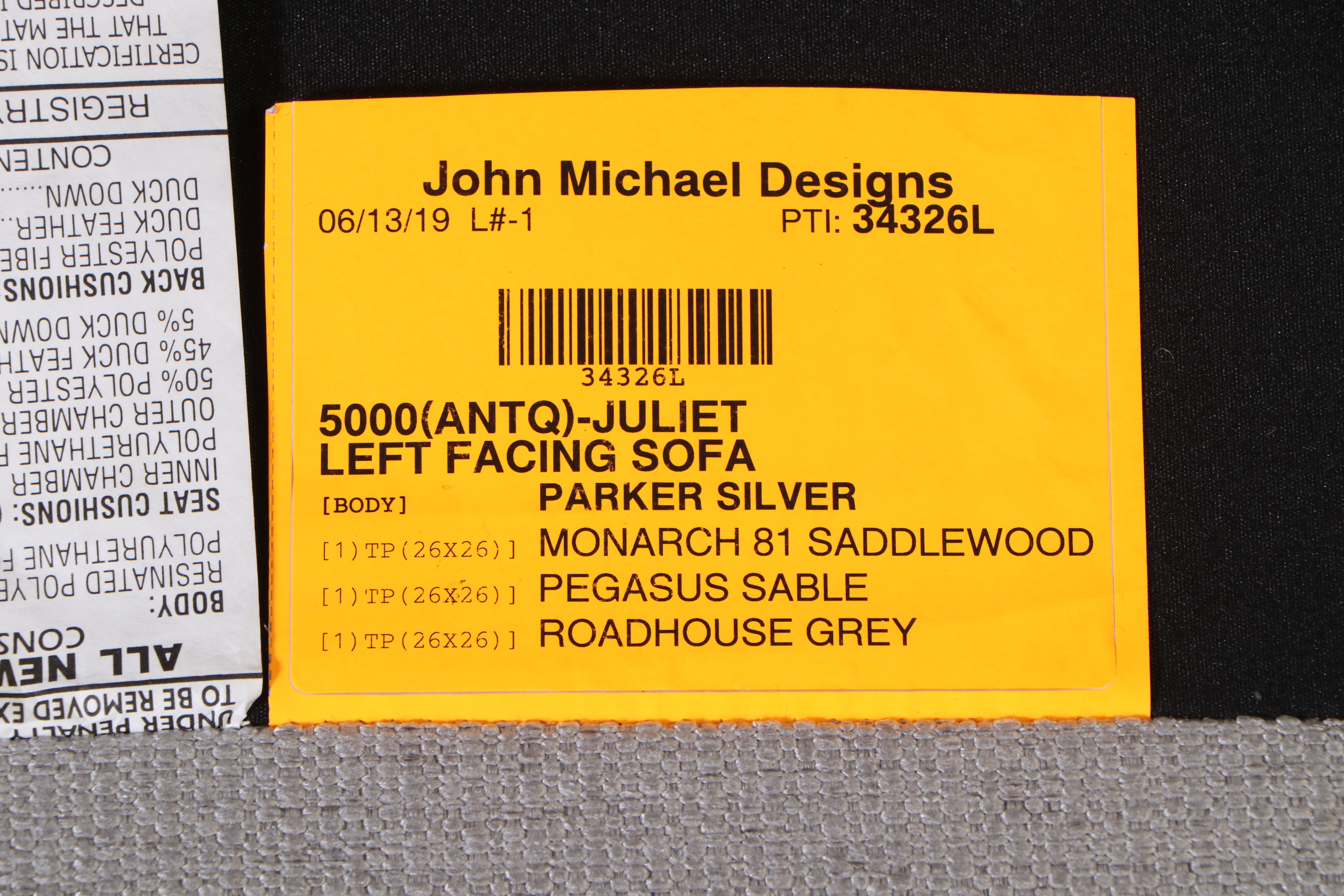 John Michael Designs "Juliet" Contemporary Upholstered 3-Piece Sectional Sofa