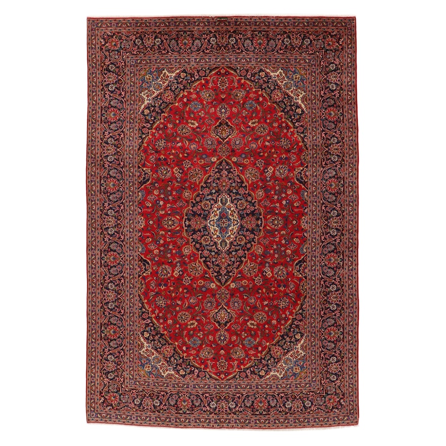 9'5 x 14'1 Hand-Knotted Persian Kashan Room Sized Rug