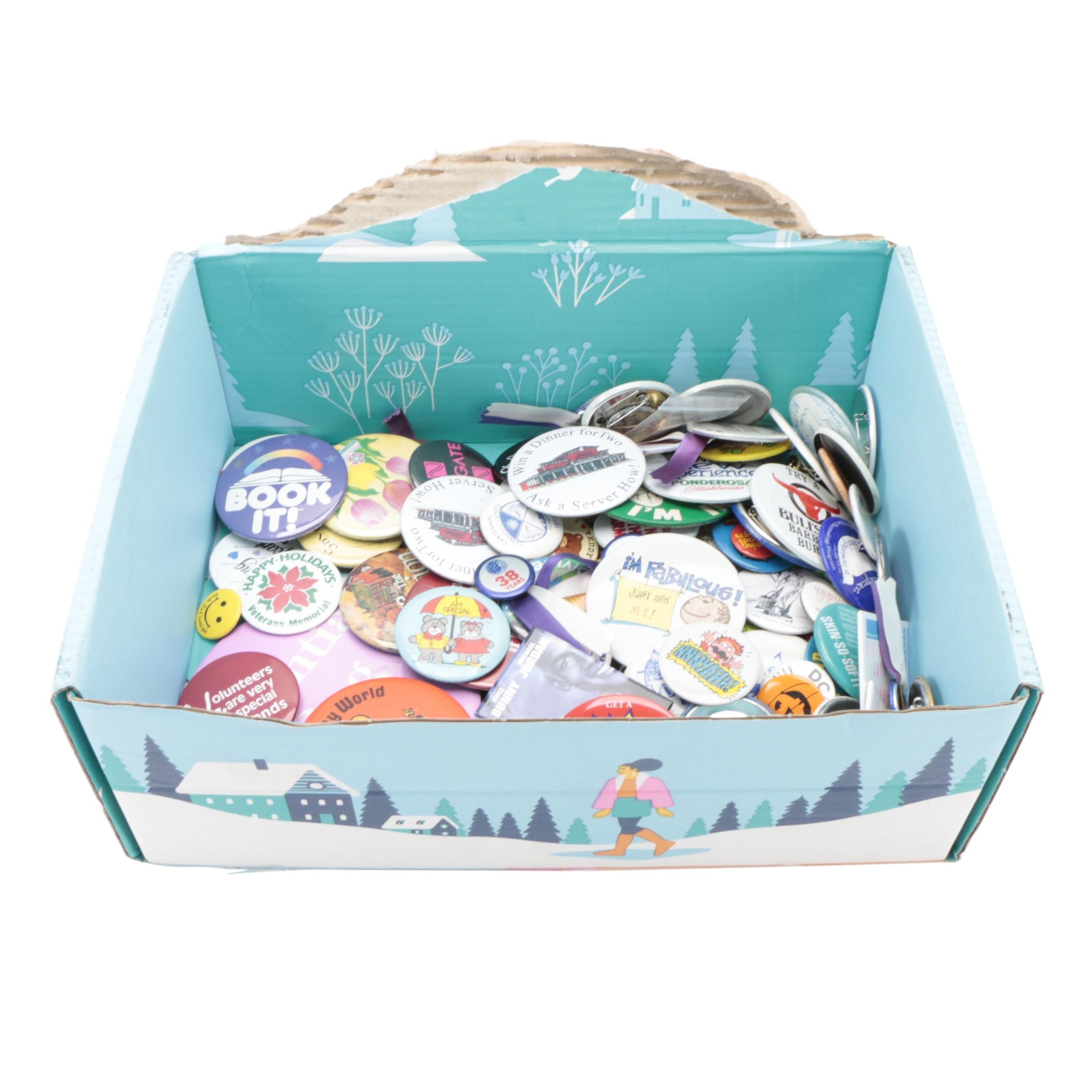 Pinbacks Featuring Kings Island, P&G and Sea World, 1980s - 1990s