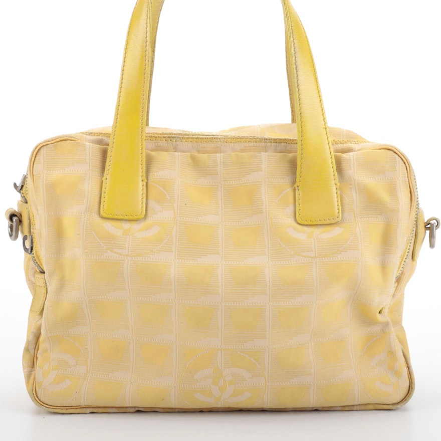 Chanel Travel Line Yellow Nylon and Leather Handbag