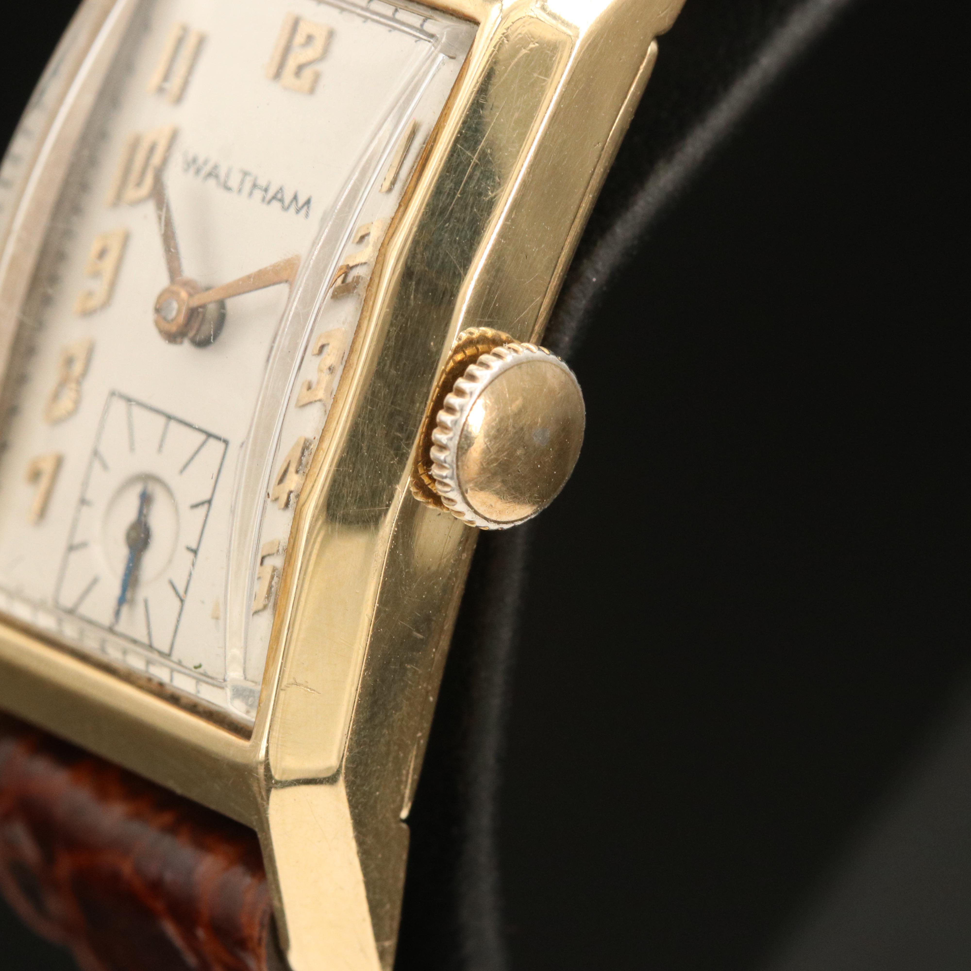 Vintage Waltham 14K Tank Style Watch