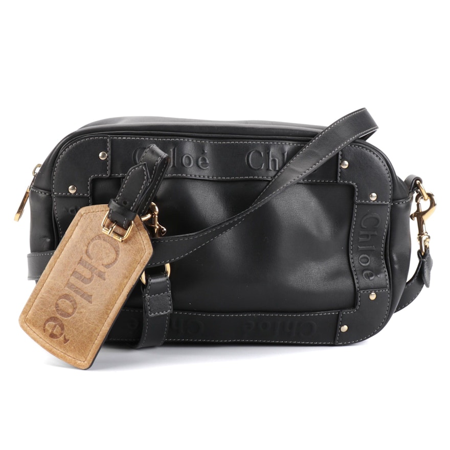 Chloé Studded Black Leather Crossbody Bag