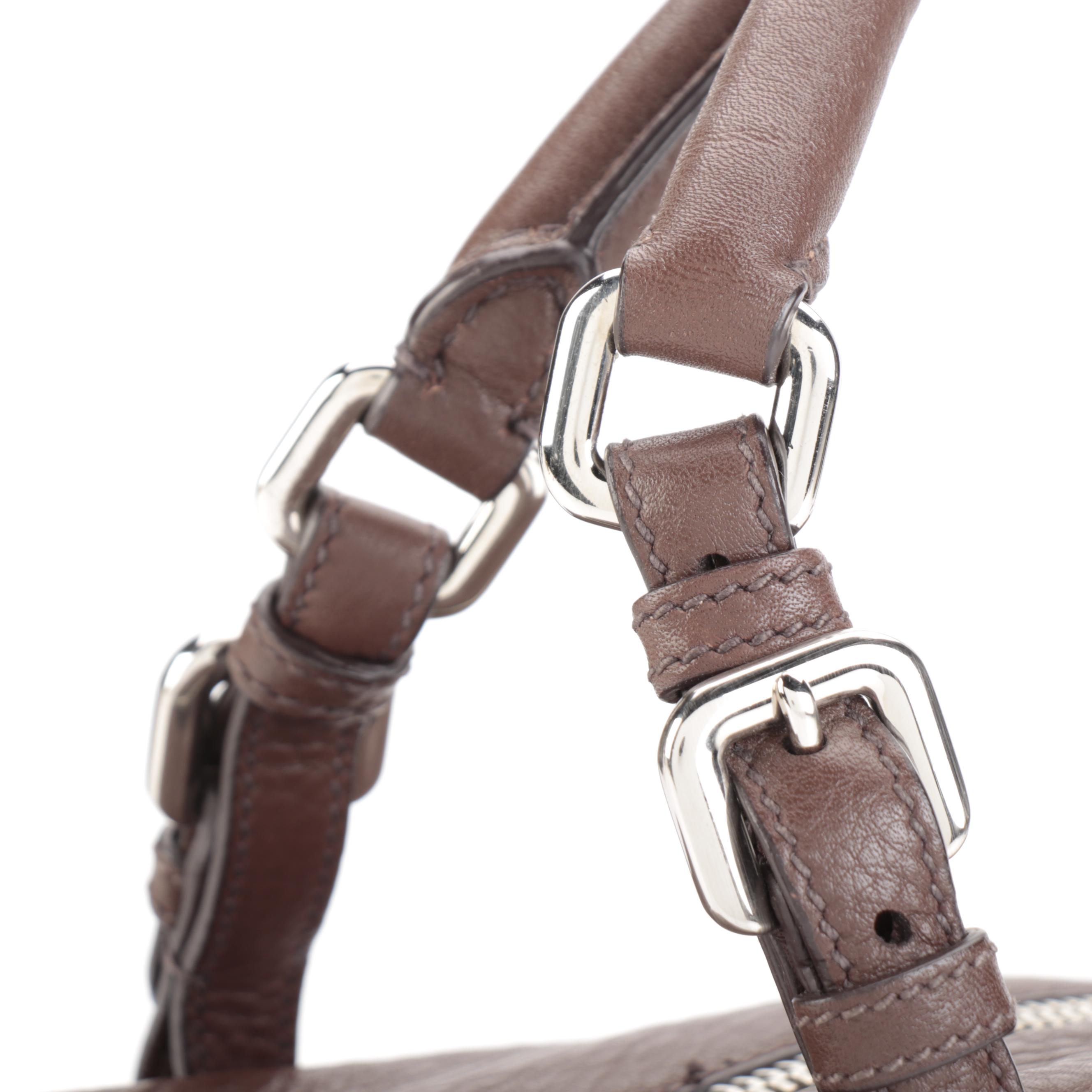 Prada Brown Vitello Daino Leather Bauletto Bag