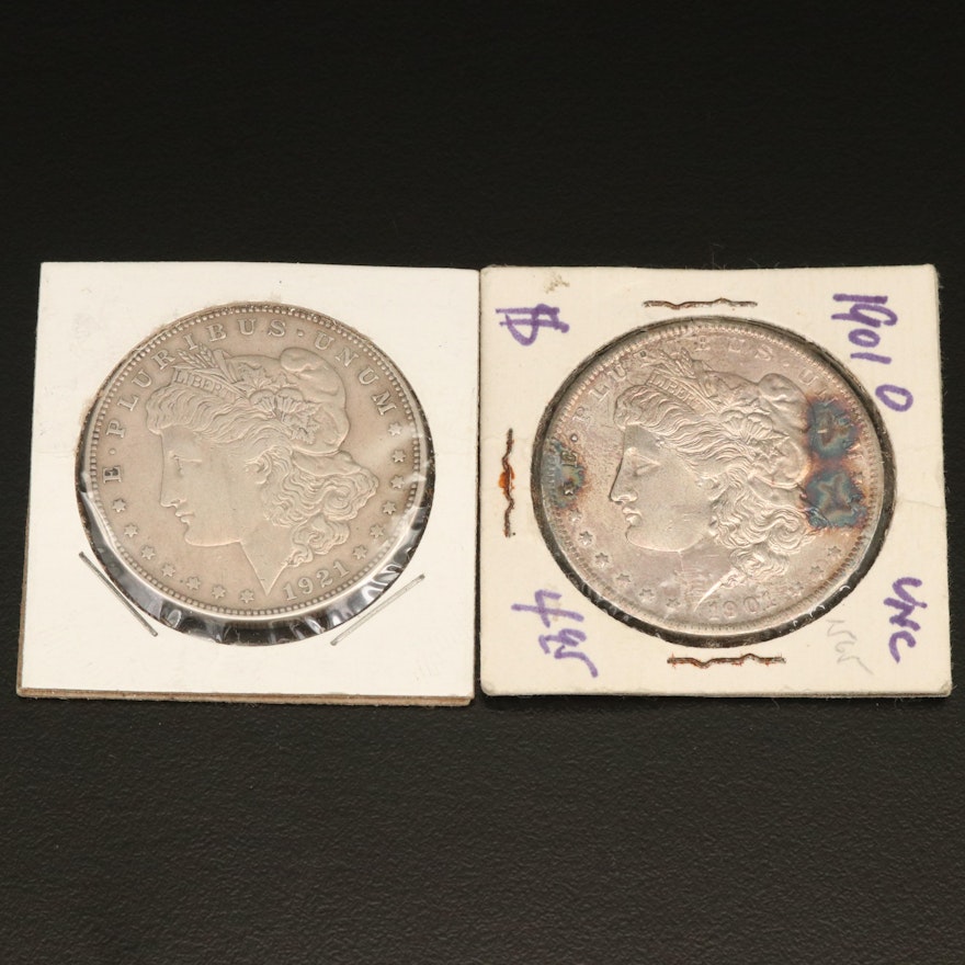 1901-O and 1921 Morgan Silver Dollars