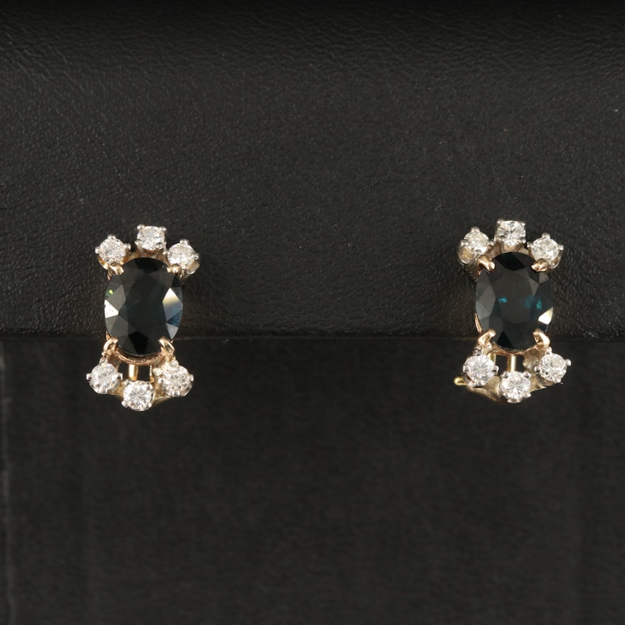 14K Sapphire and Diamond Earrings