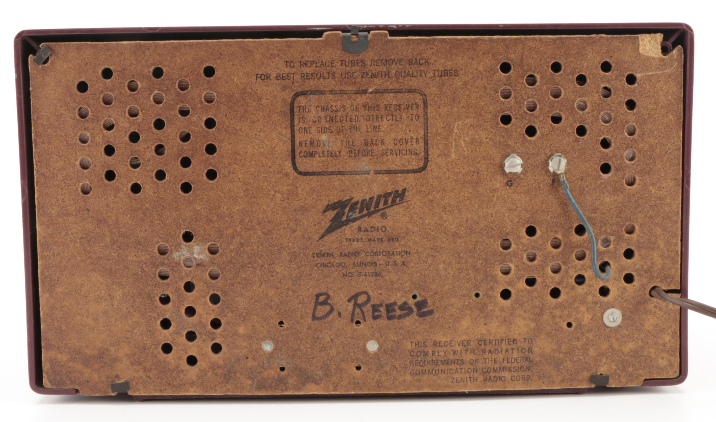 Zenith AM-FM Vacuum Tube Type Tabletop Radio, circa 1959