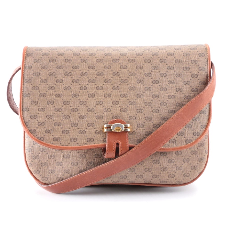 Gucci Accordion-Style Front Flap Shoulder Bag in Micro GG Coated Canvas