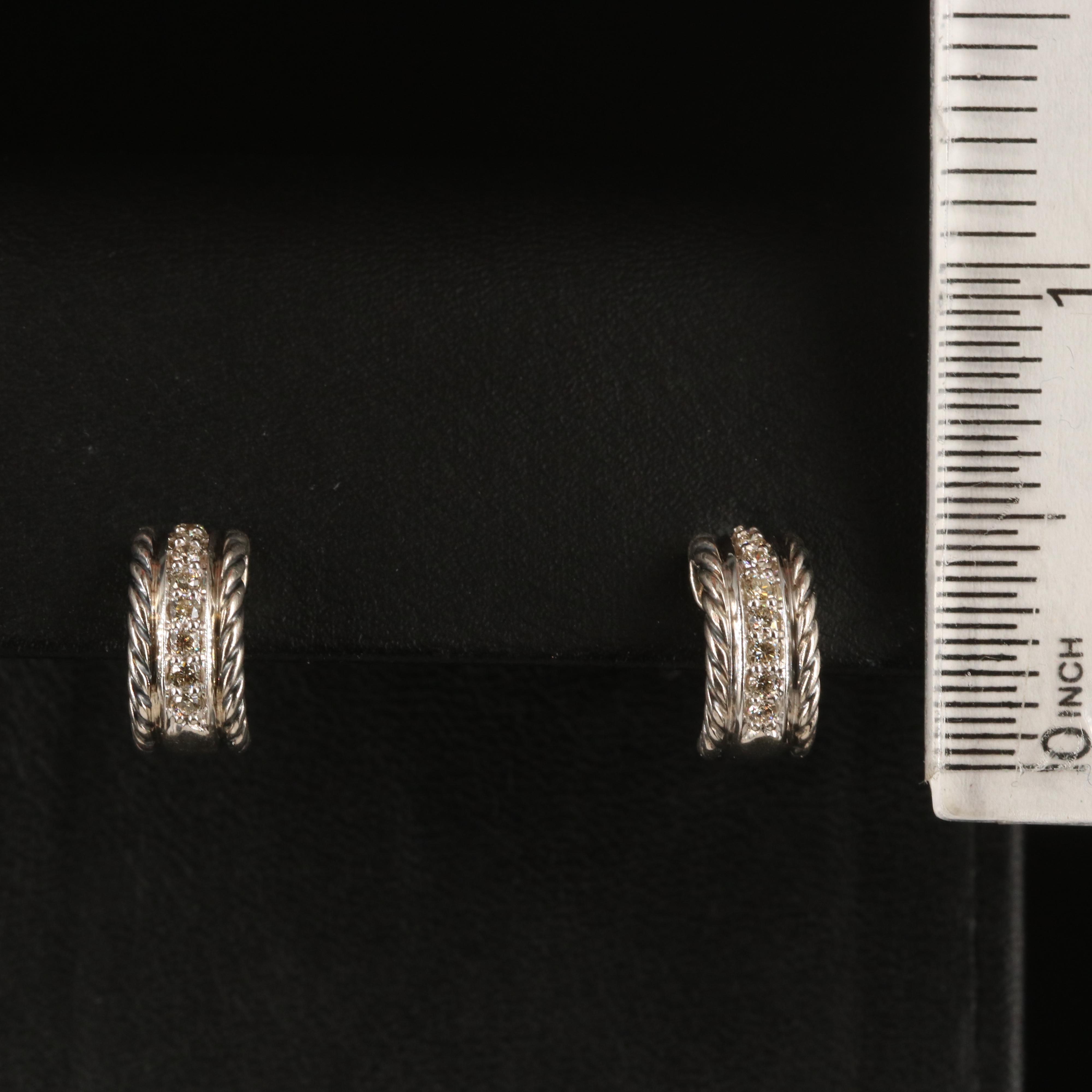 David Yurman Diamond Half Hoop Earrings