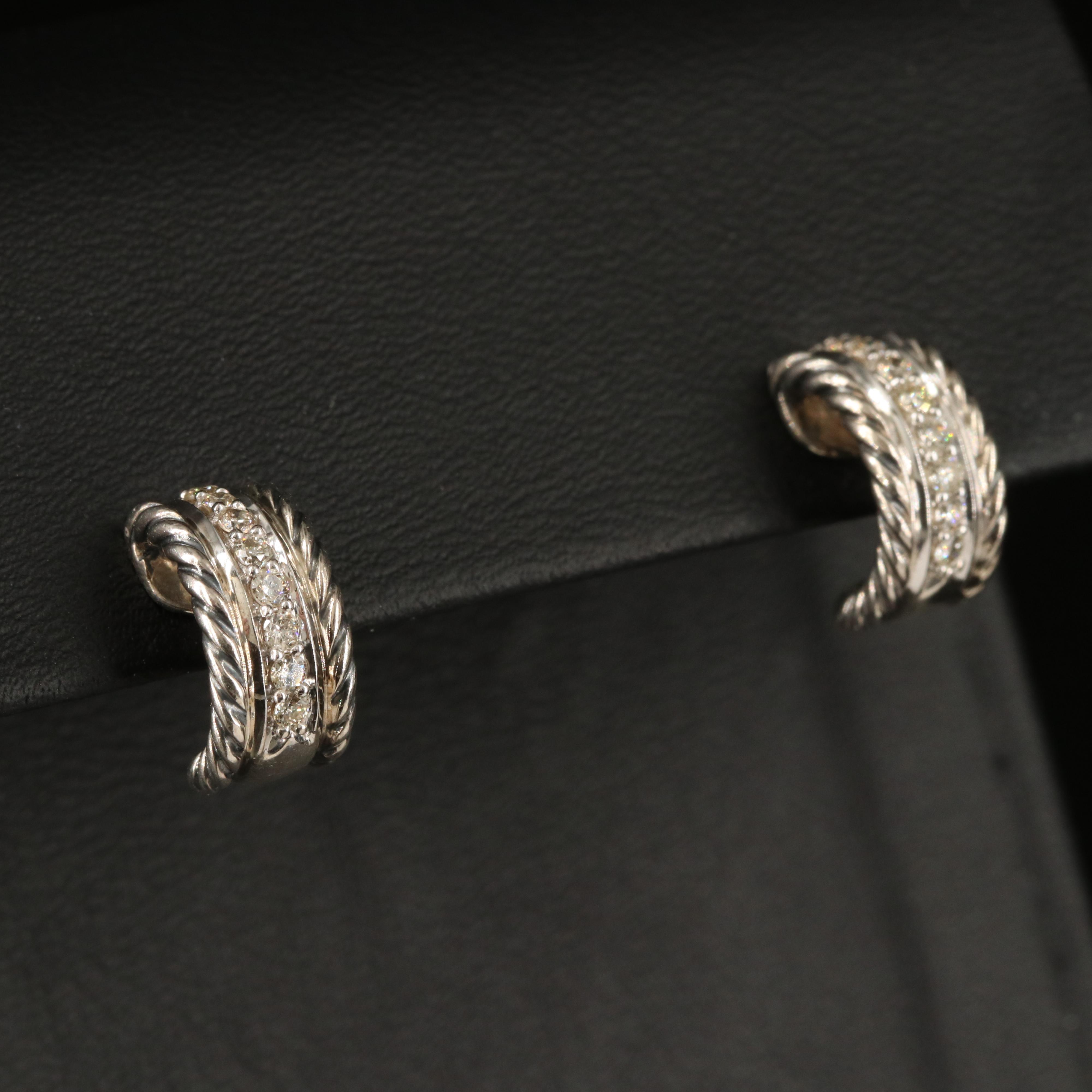 David Yurman Diamond Half Hoop Earrings