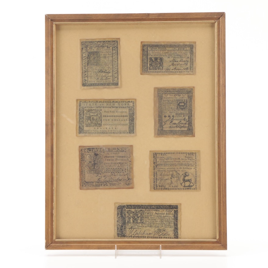 Reproduction Colonial Currency Display