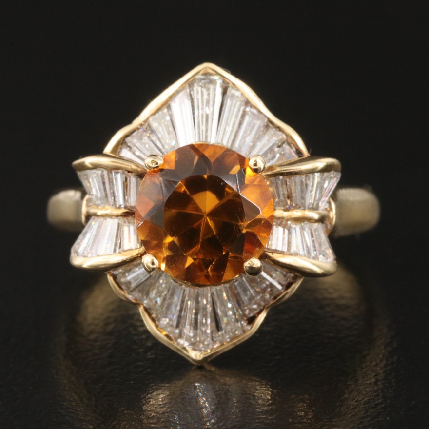 18K Citrine and Diamond Ring