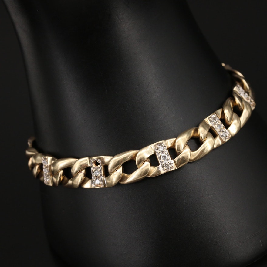 14K 0.52 CTW Diamond Curb Chain Bracelet