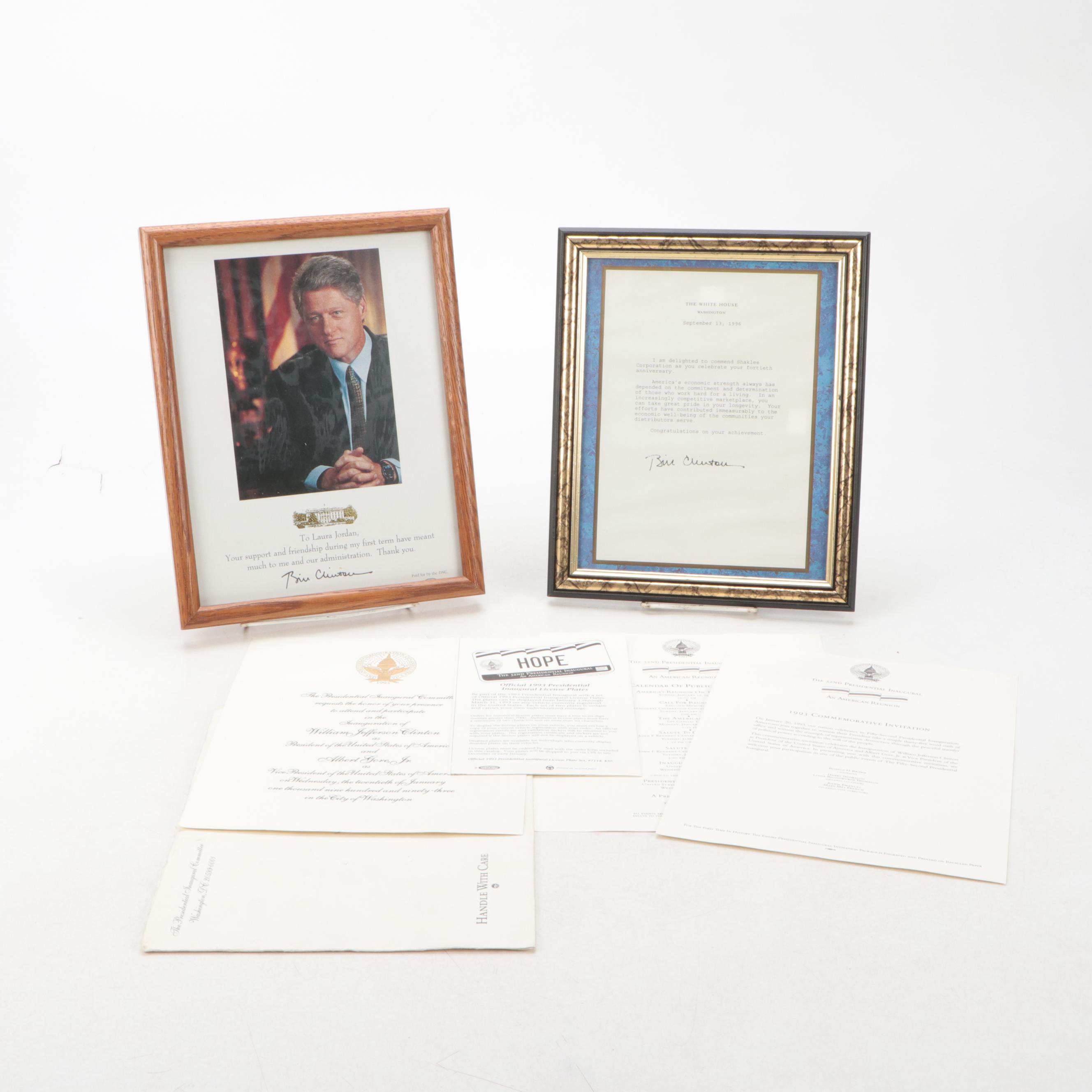 President Bill Clinton Inaugural Invitation and More