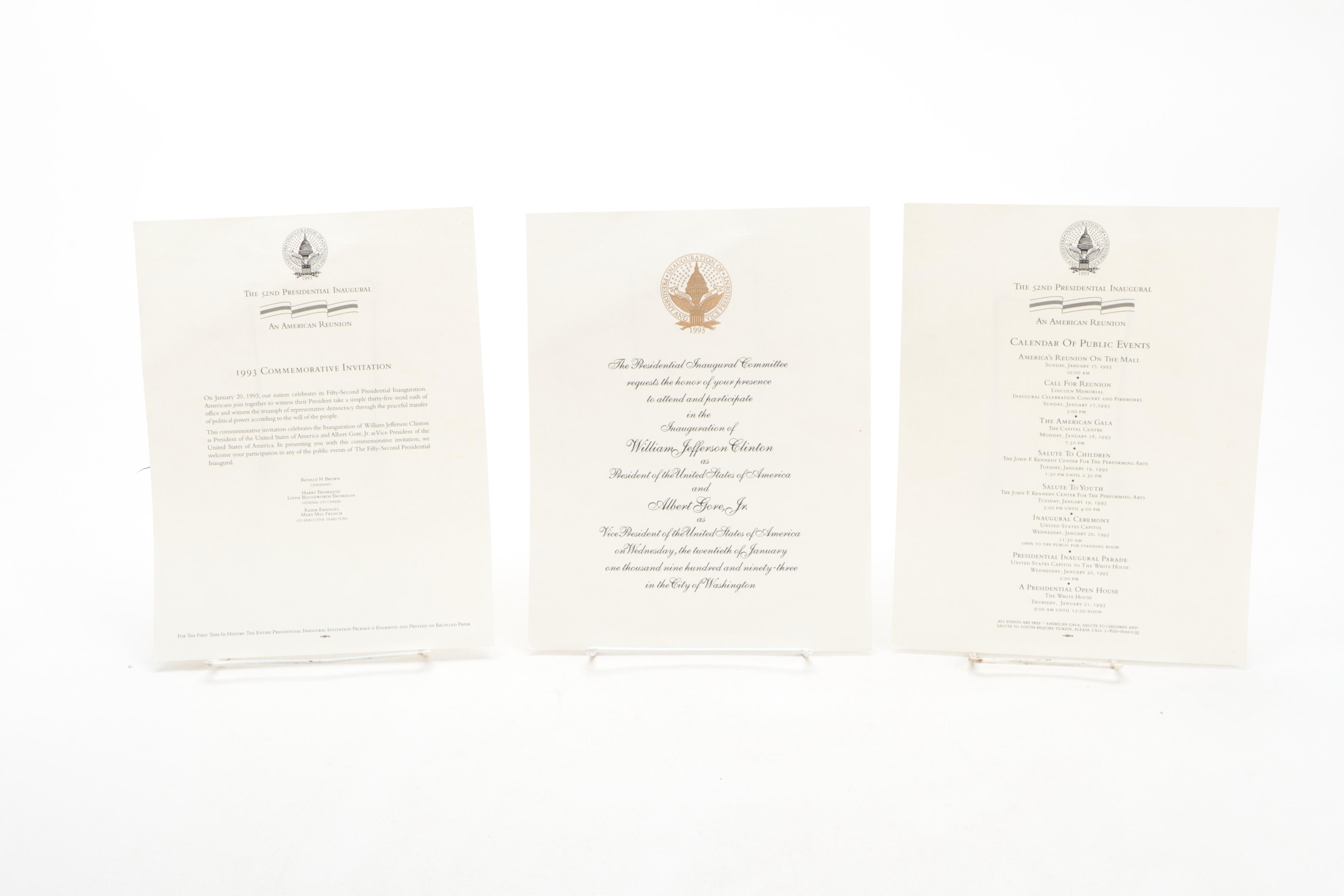 President Bill Clinton Inaugural Invitation and More