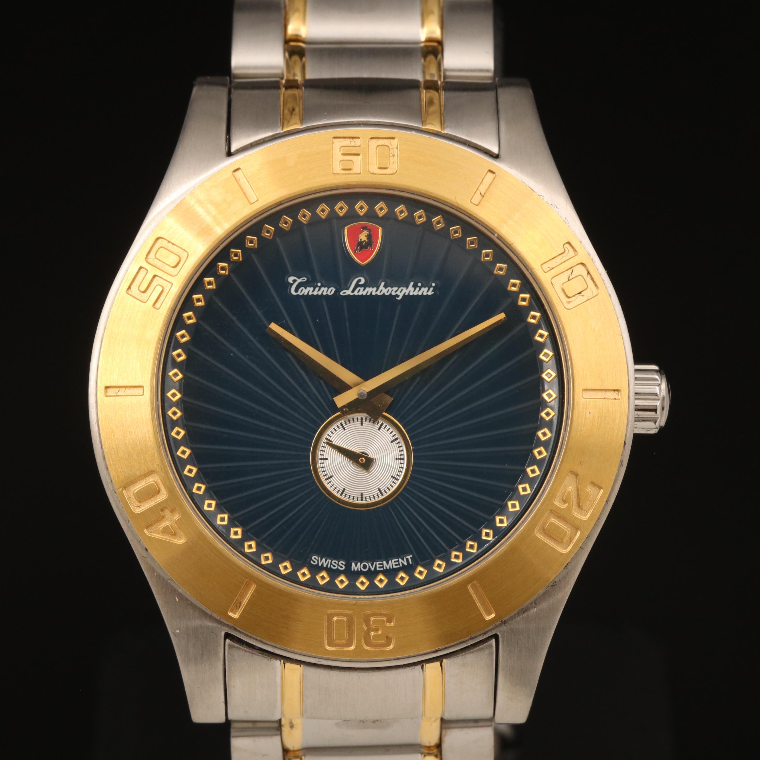 Tonino Lamborghini Stainless Steel and 18K Gold Plate Watch