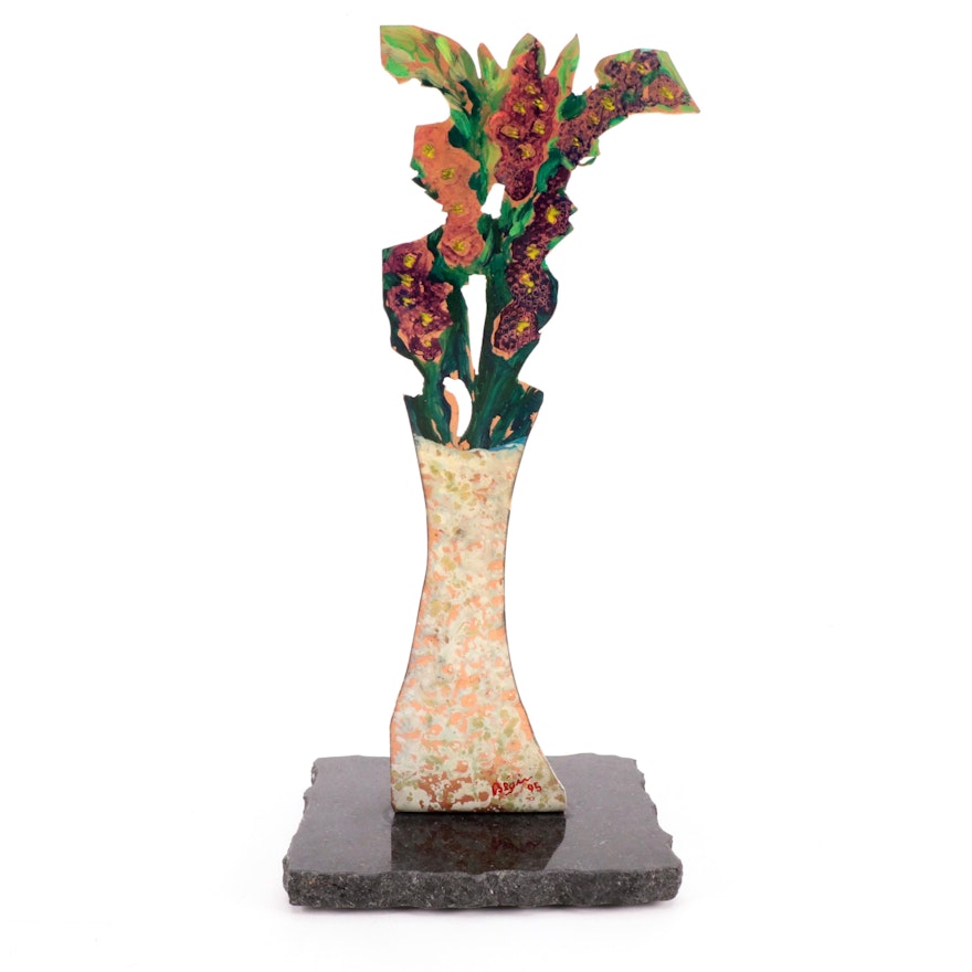 Abstract Copper Sculpture of Floral Still Life, 1995