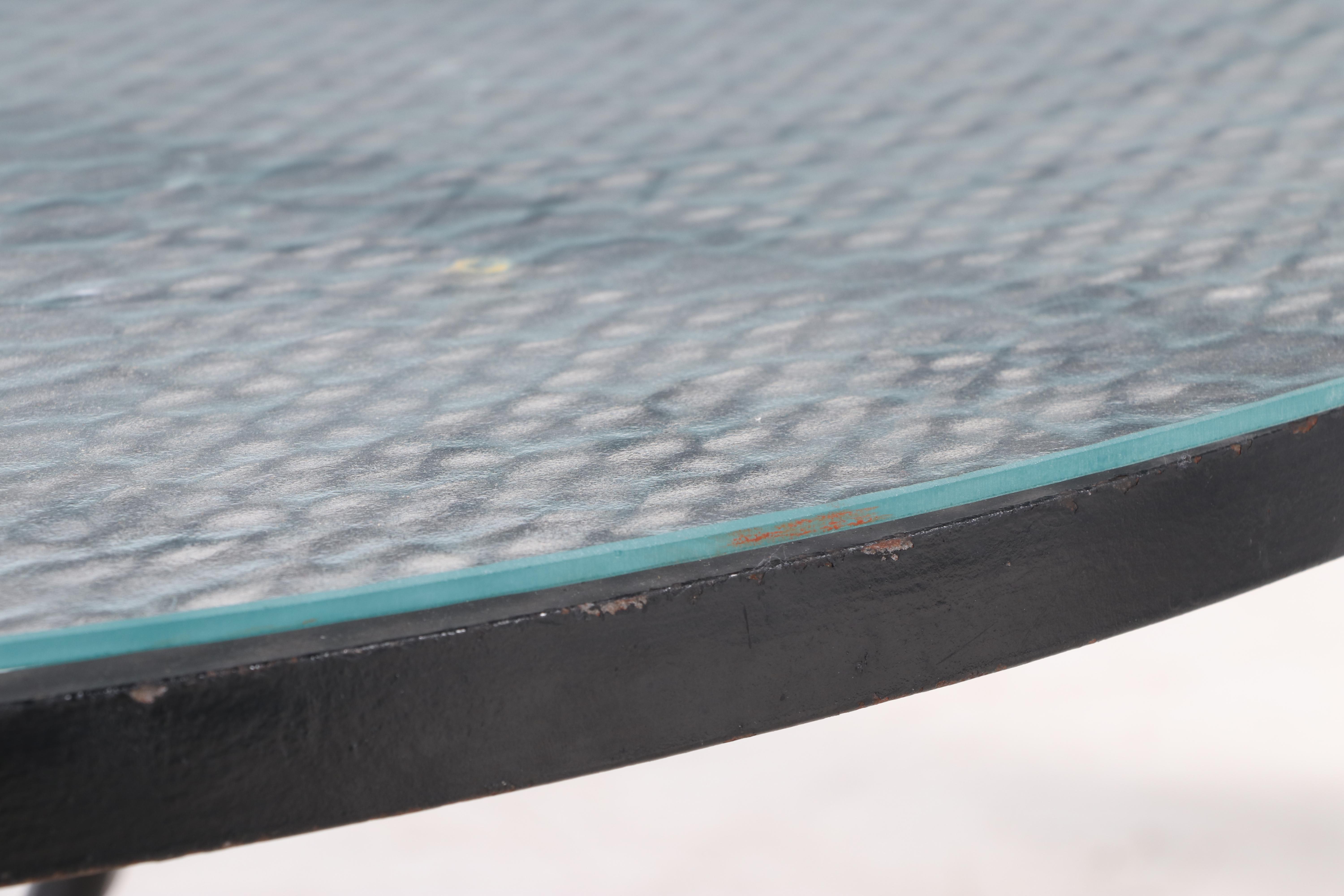 Scroll Base Iron Patio Dining Table with Four Metal Mesh Chairs and Bar Cart