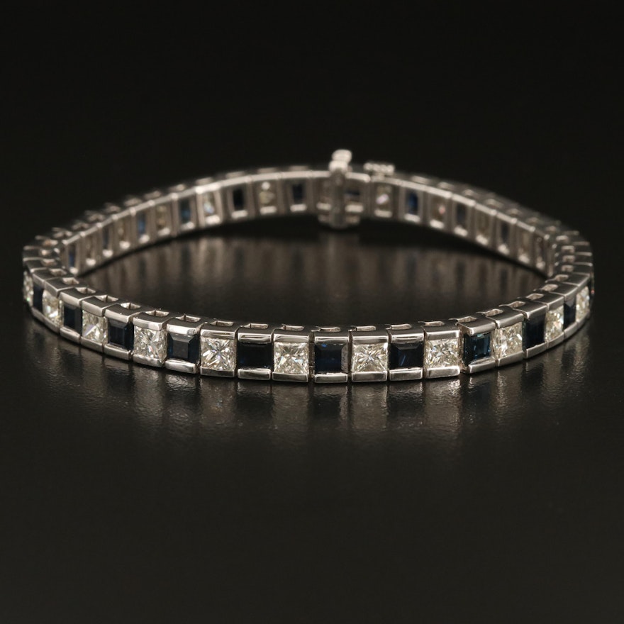 14K 5.79 CTW Diamond and Sapphire Line Bracelet