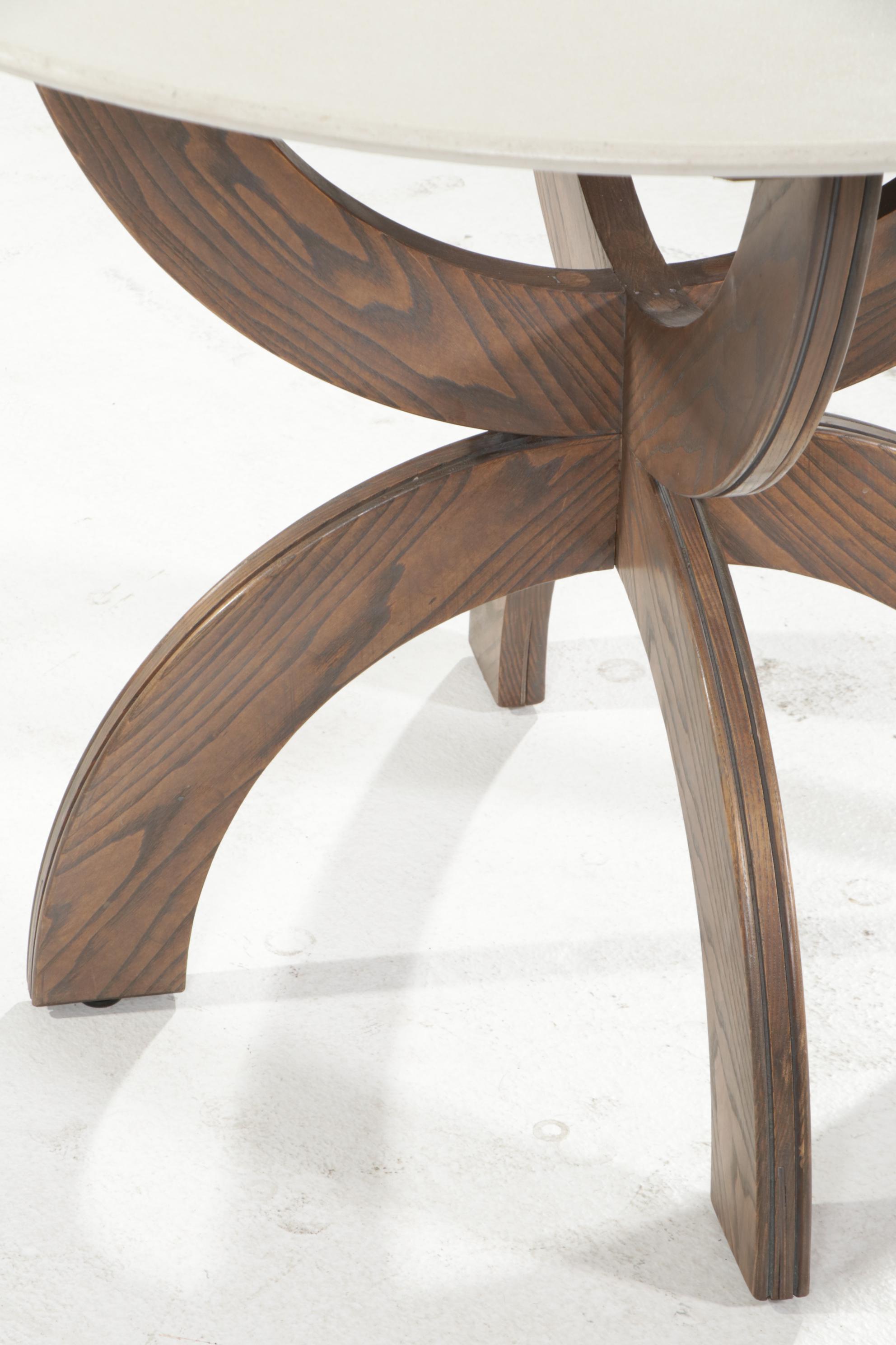 910 Castings Dining Table with Cast Cream Colored Concrete on a Stained Ash Base