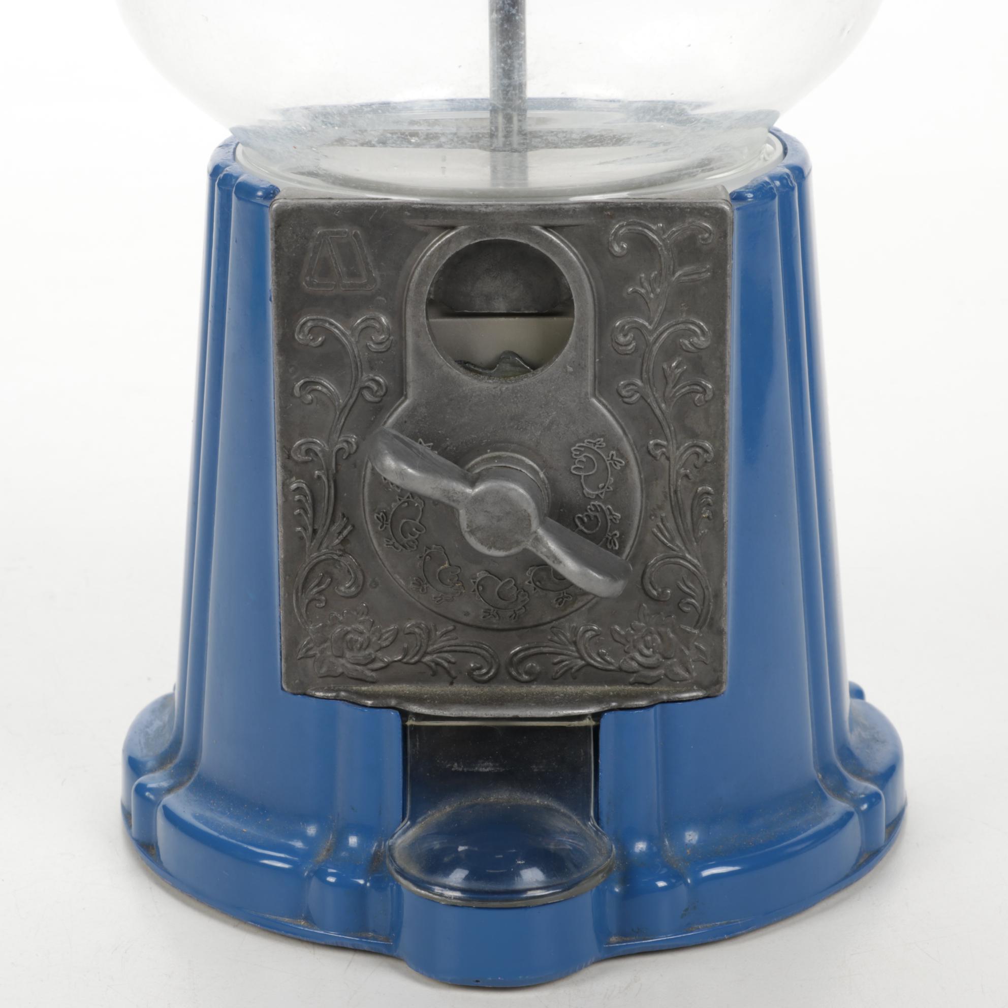 Cast Metal and Glass Table Top Gumball Machine