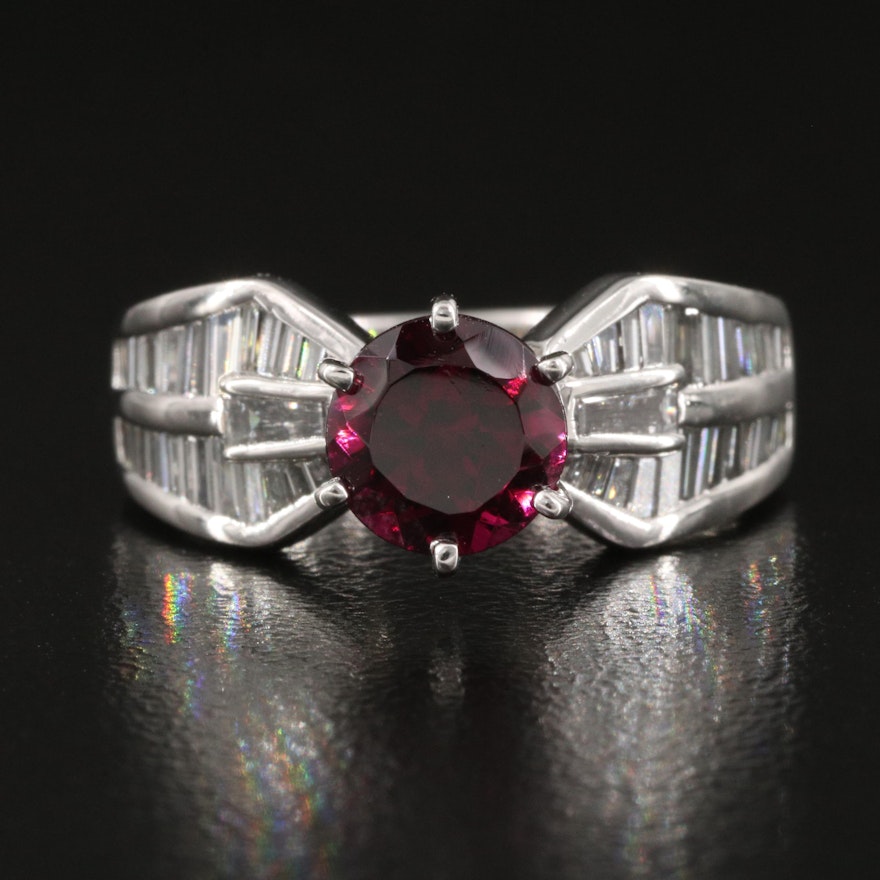 Platinum Rhodolite Garnet and 1.01 CTW Diamond Ring