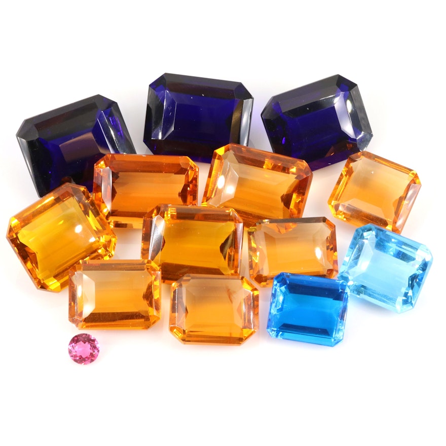 Loose Rectangular and Round Faceted Glass