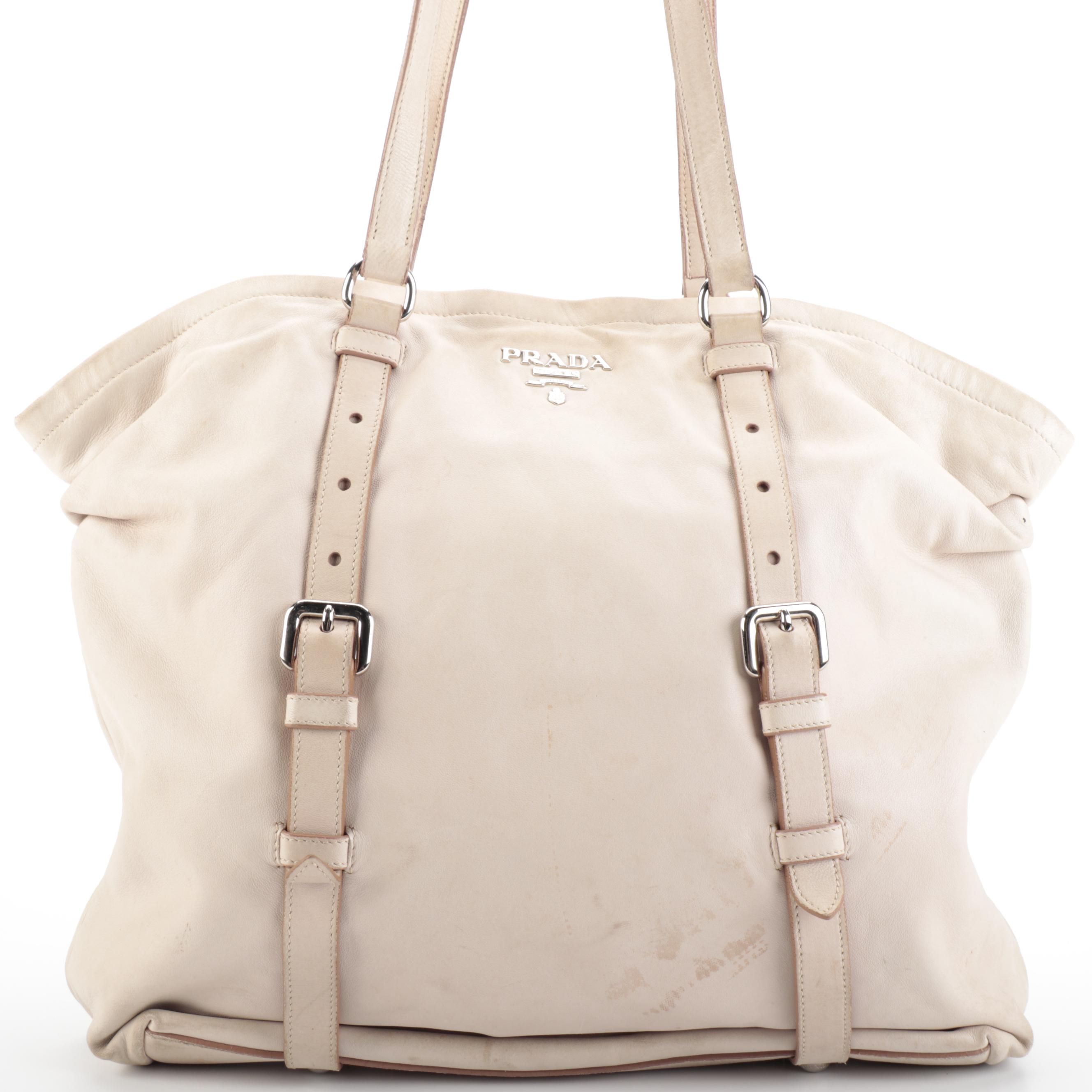 Prada Shoulder Tote Bag in Soft Nappa Leather