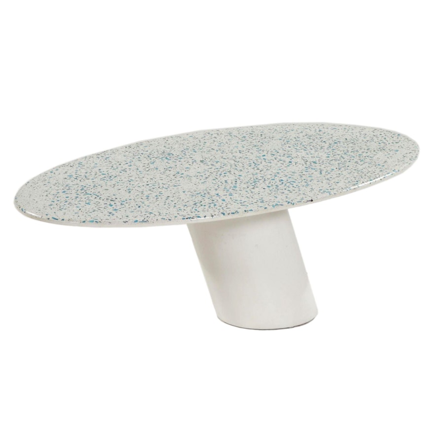 910 Castings Contemporary Terrazzo Coffee Table on Cantilevered Concrete Bases