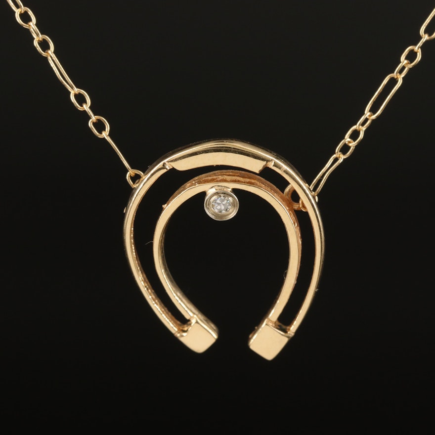 14K Diamond Horseshoe Necklace
