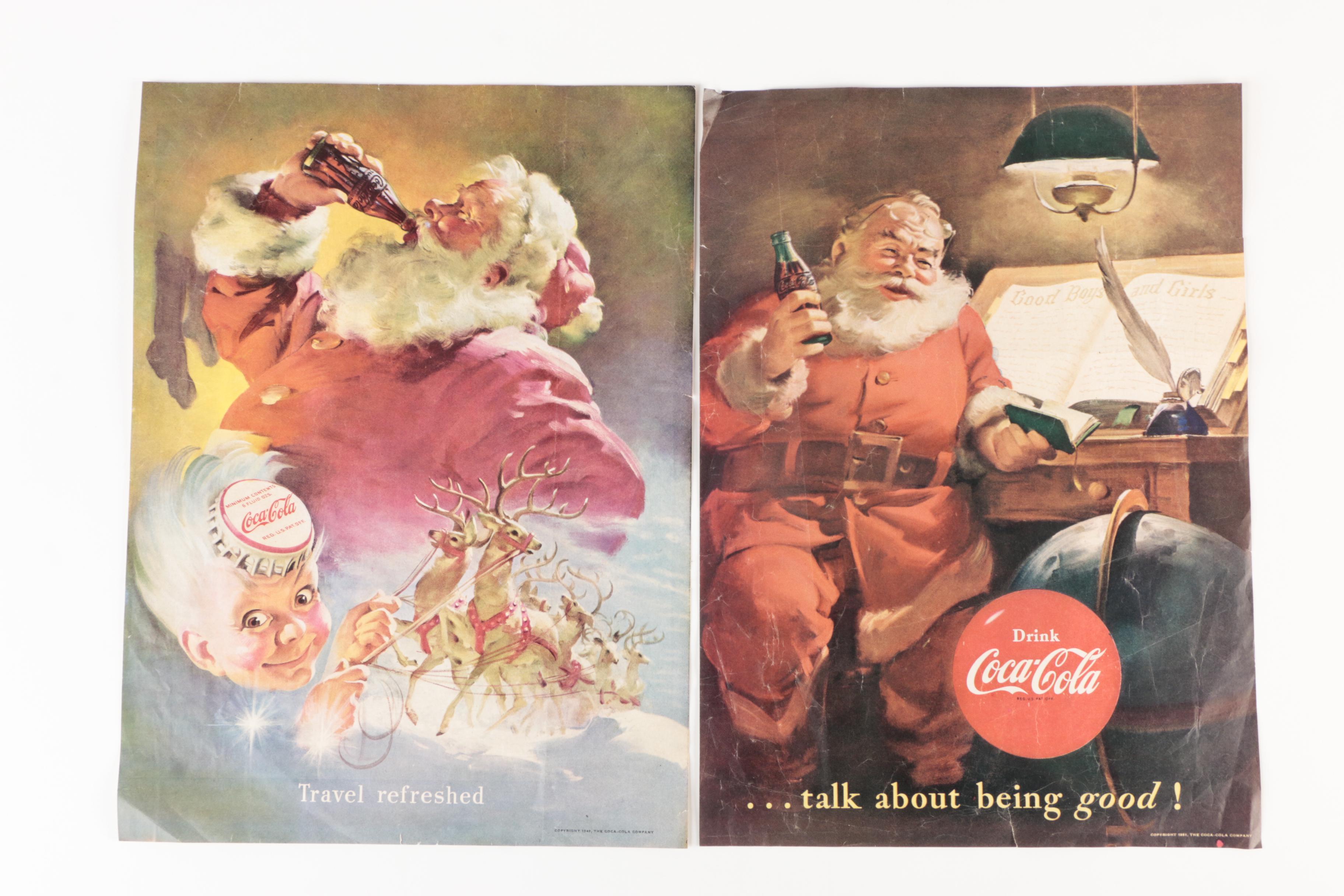 Coca-Cola Christmas Santa Claus Magazine Advertisements, 1942-1964