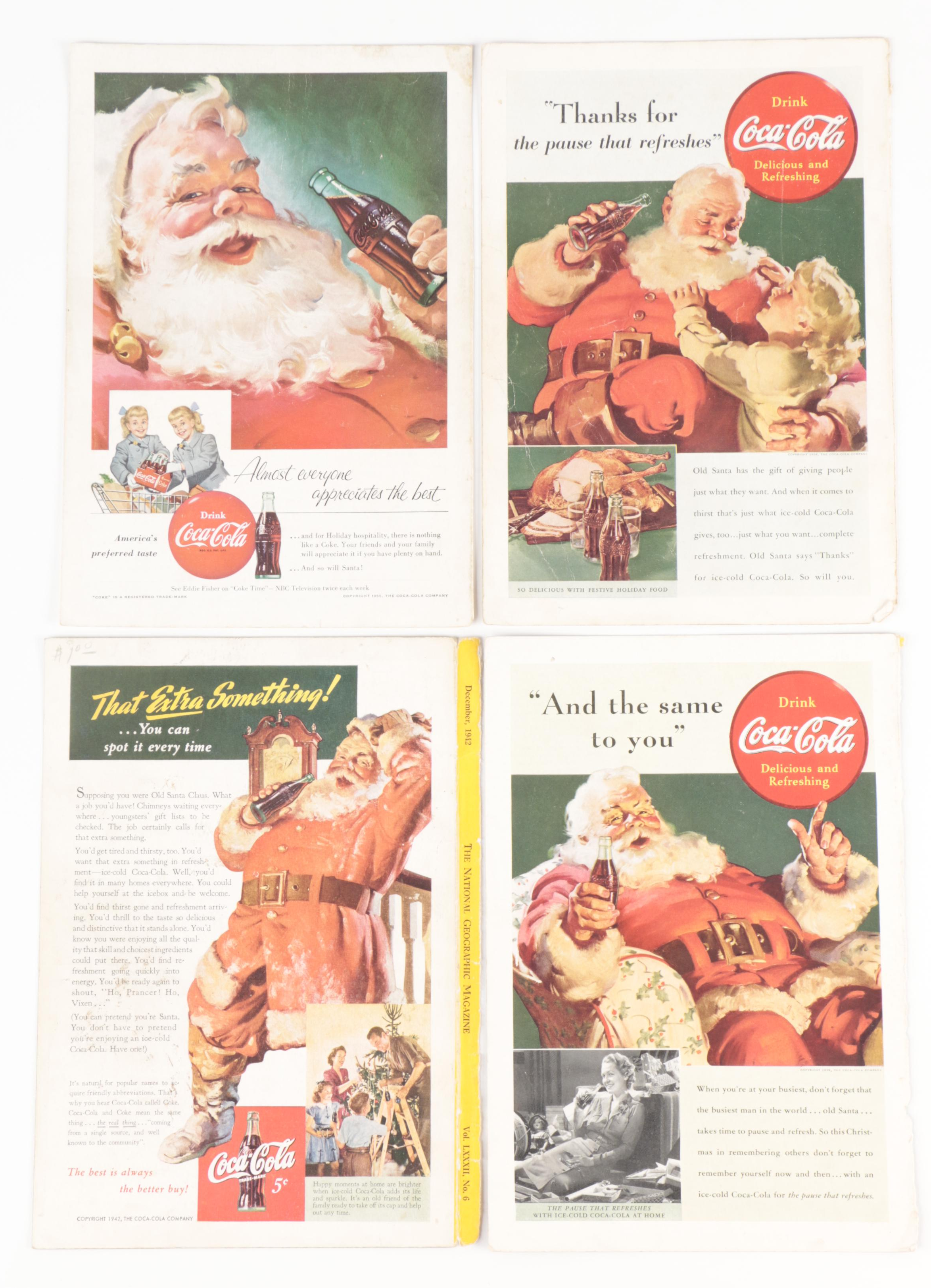 Coca-Cola Christmas Santa Claus Magazine Advertisements, 1942-1964