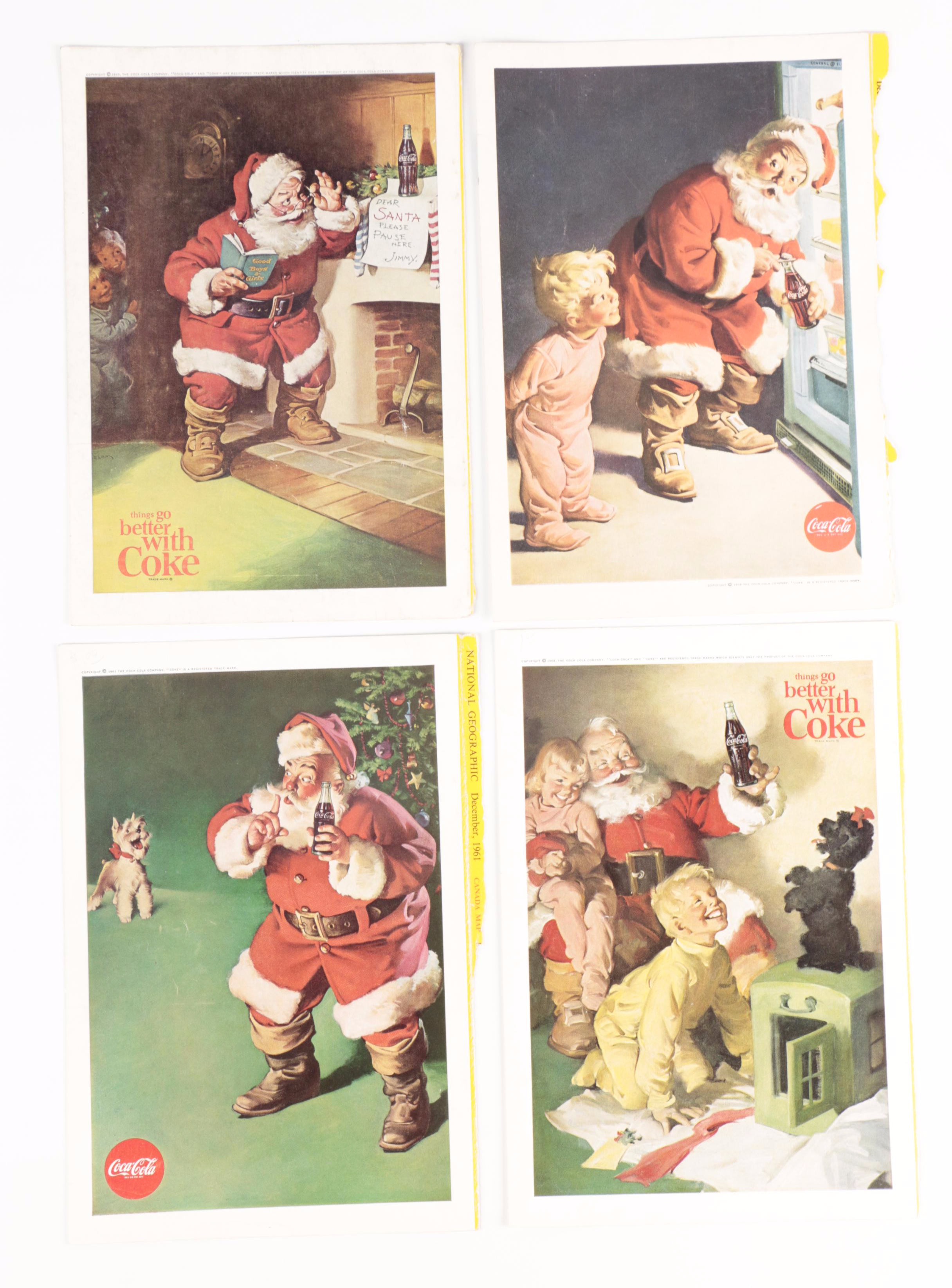 Coca-Cola Christmas Santa Claus Magazine Advertisements, 1942-1964