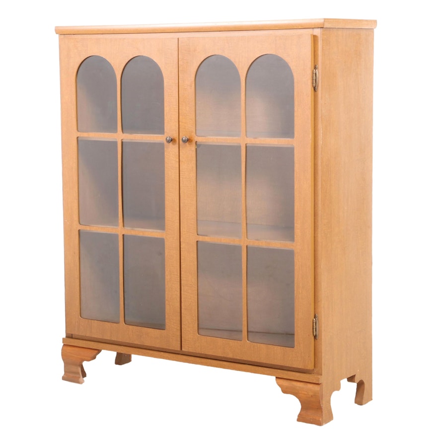 Chippendale Style Maple-Grained Laminate Glazed-Door Bookcase