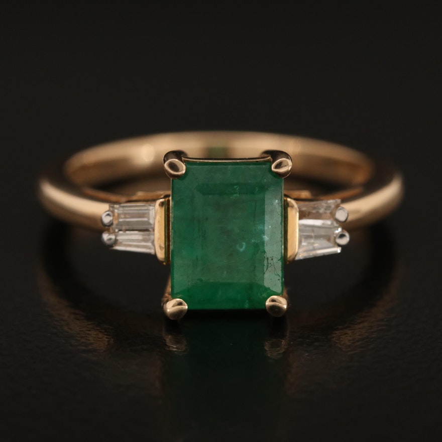 14K 1.48 CT Emerald and Diamond Ring