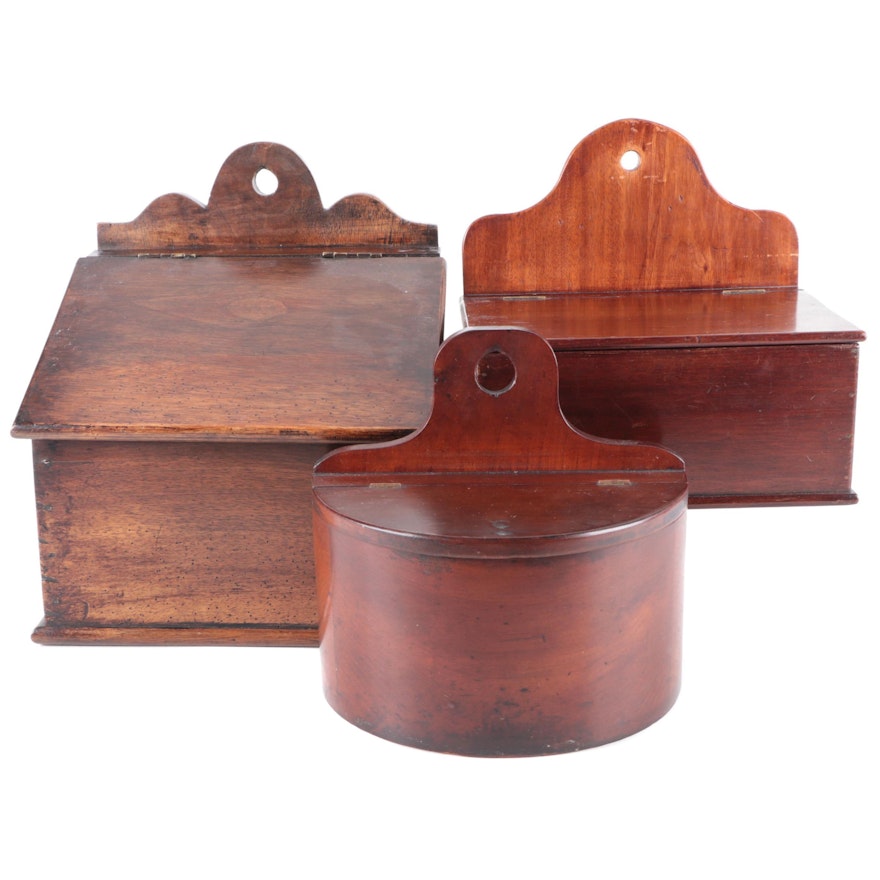 Primitive Wooden Salt Boxes, Antique