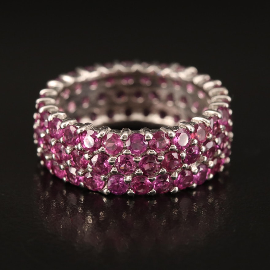 Sterling Rhodolite Garnet Eternity Band