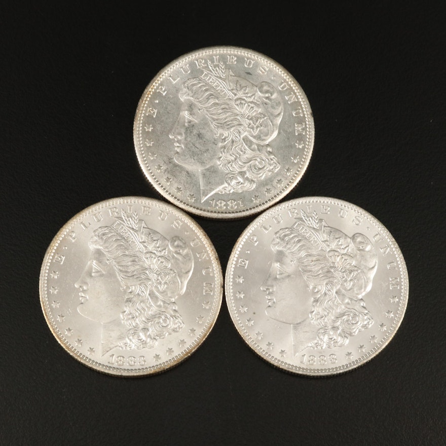 Three Morgan Silver Dollars