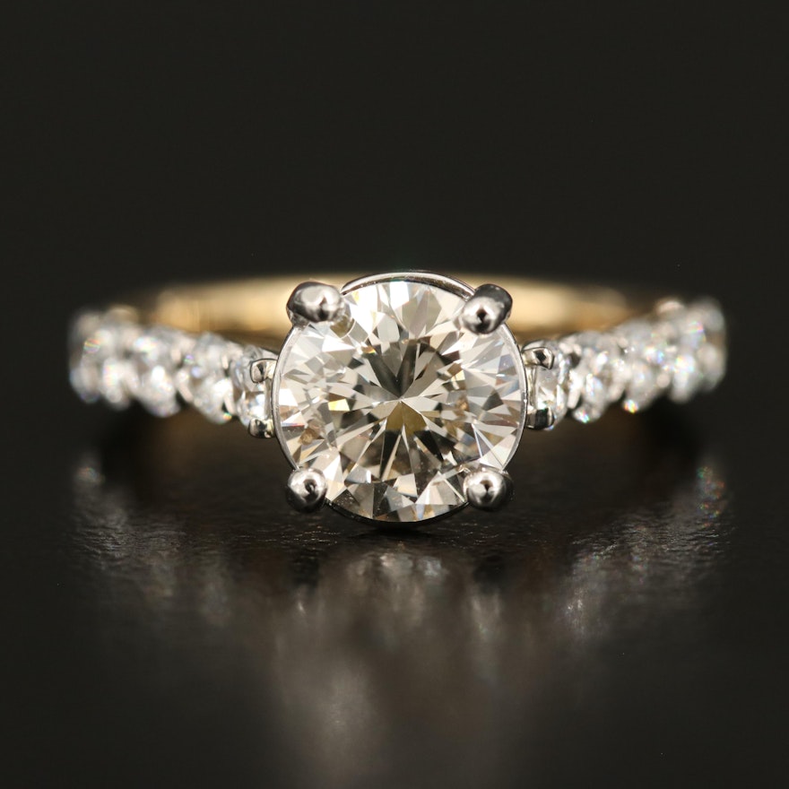 14K Diamond Ring with 1.64 CT Center Diamond